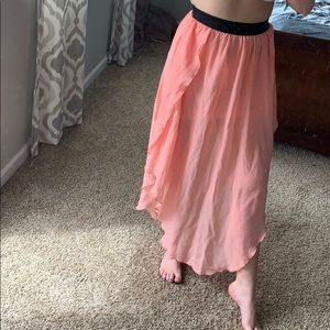 High wasted pink flowy skirt